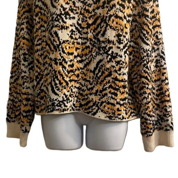 Rachel Comey Women's Cream and Orange Tiger Print Wool Blend Knit Sweater Size M - Picture 4 of 8